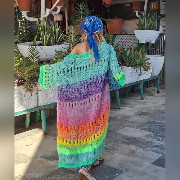 New! Multicolor Knit Beach Cover Shawl One Size! NWT - Picture 1 of 4